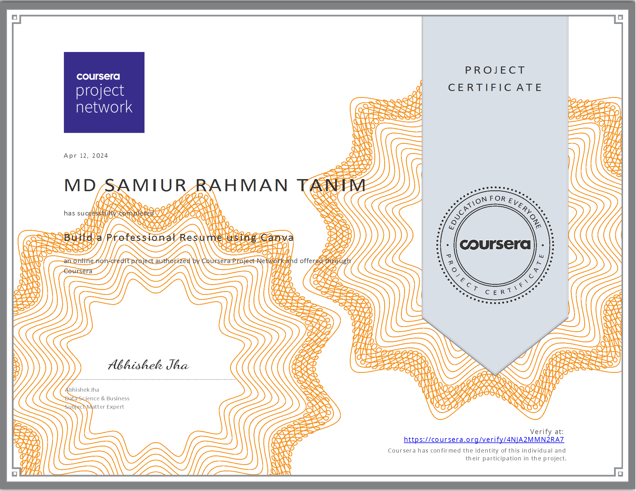 Build a Professional Resume using Canva Certification