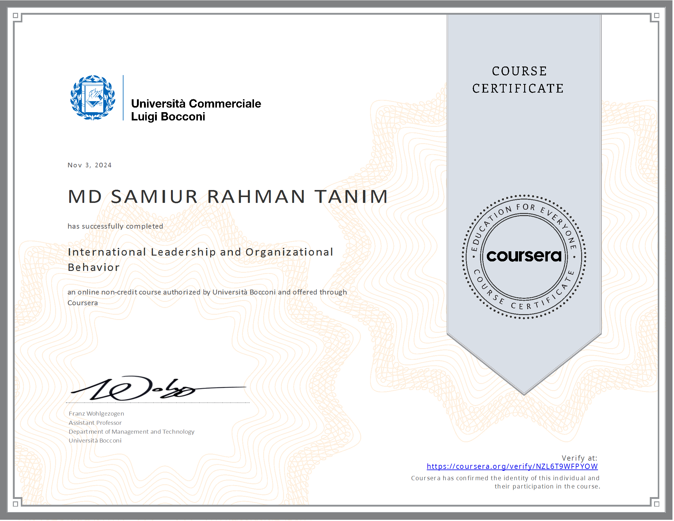 International Leadership and Organizational Behavior Certification