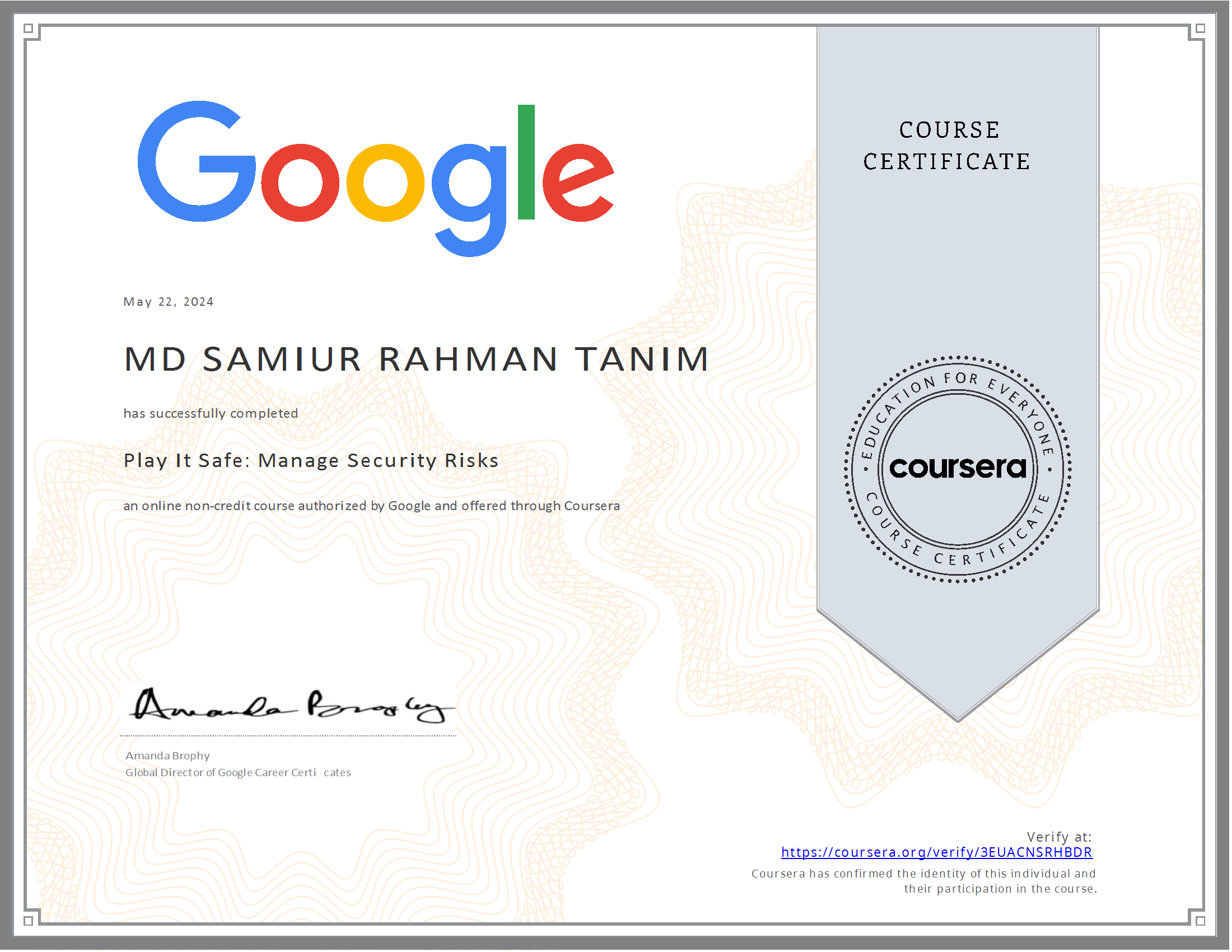 Play It Safe: Manage Security Risks Certification