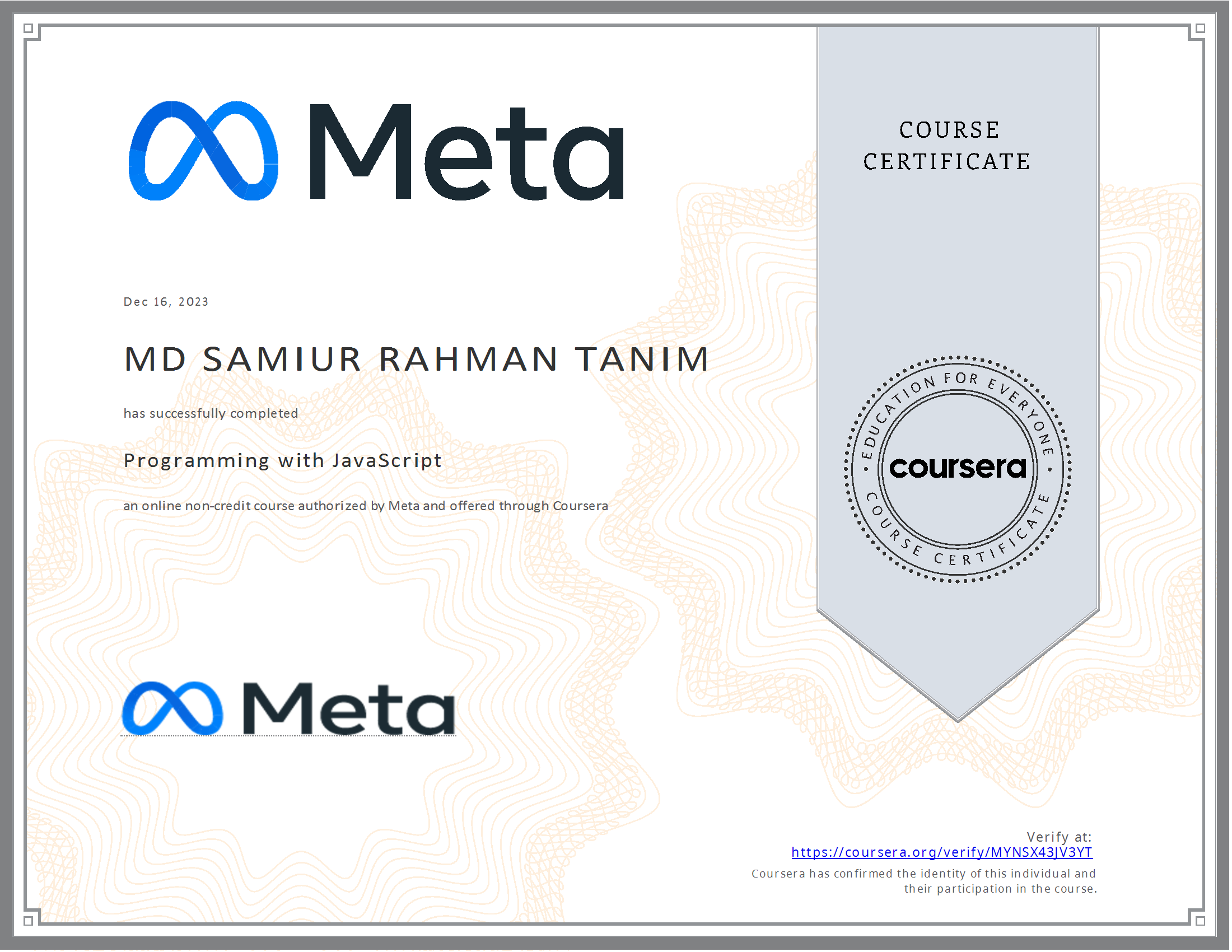 Programming with JavaScript Certification
