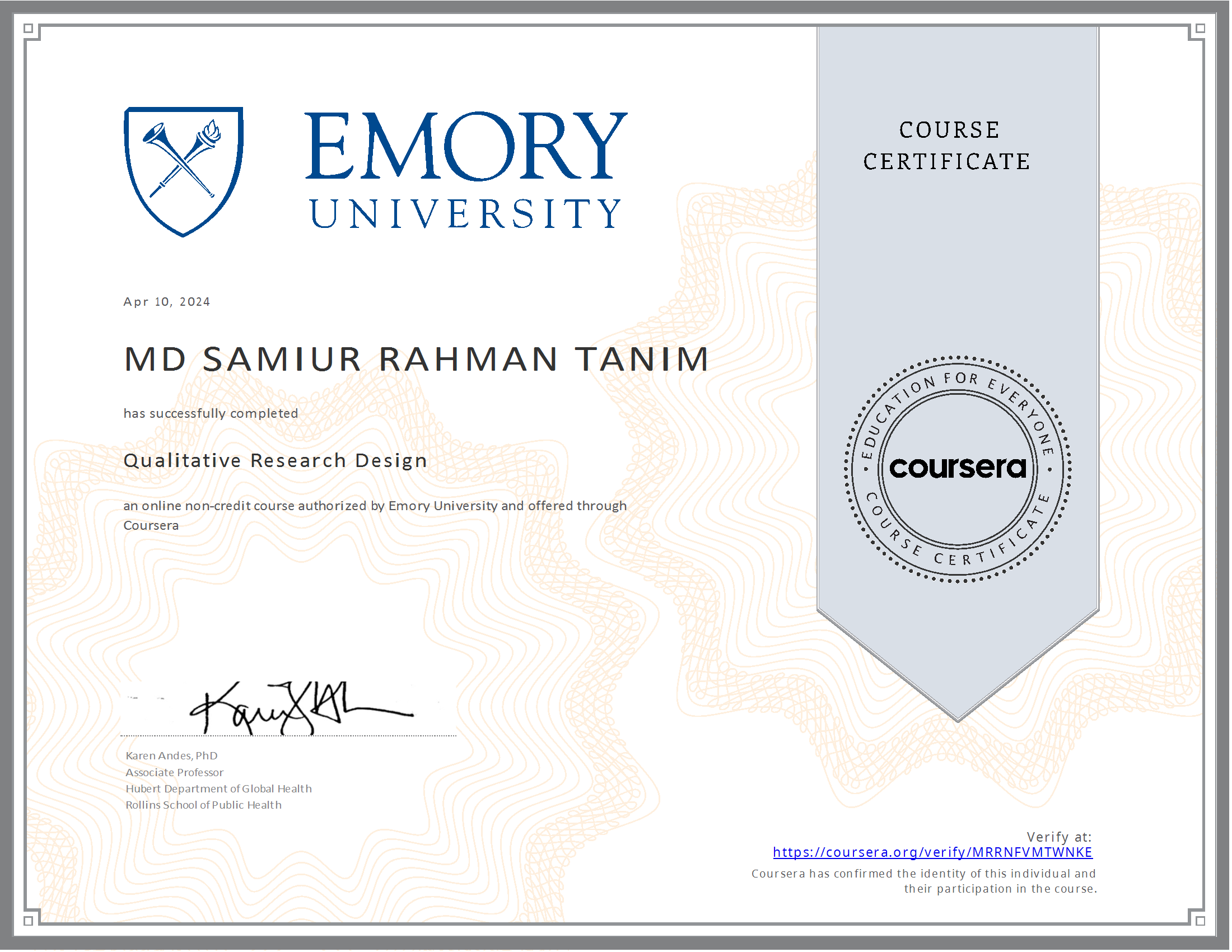 Qualitative Research Design Certification