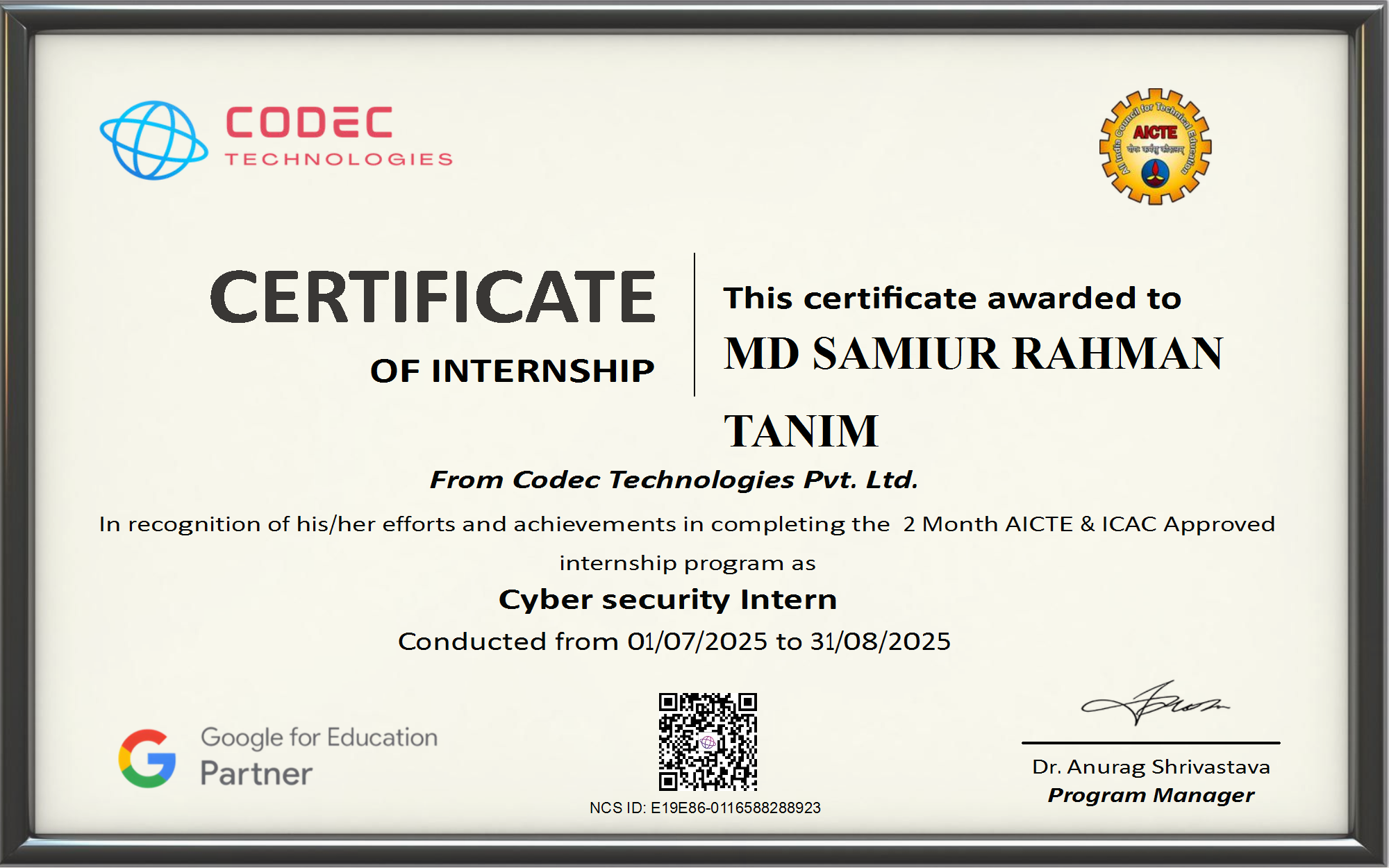 2-Month Cyber Security Internship Certification